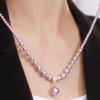 Collar de perlas moradas para mujer 2024, nuevo, explosivo, ligero, de lujo, diseño de nicho, cadena de clavícula avanzada, elegante collar de cadena de moda