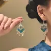 Pendientes de borlas azules calados estilo étnico, vintage, exquisitos, de alta gama, únicos, creativos, de nicho, versátiles