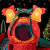 Pegatina decorativa navideña transparente con marca de agua, feliz Nochebuena, regalo de manzana y fruta, etiqueta decorativa.