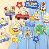 Decoración para Pastel de Cumpleaños de Bebé Infantil Topper Superhéroe Luchando contra Monstruo Inserto para Mesa de Postres Fiesta de Primer Cumpleaños de Niño