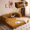 Sofá-Cama Comprimido de Tecido Retrô Sala de Estar Quarto de Apartamento Pequeno Dobrável Removível Lavável Duplo Três Pessoas Uso Duplo Sofá Modular