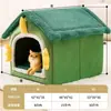 [Diversión con ello] Nido de Gato Personalizado para Todas las Estaciones, Invernadero de Dinosaurio Semicerrado para Dormir, Refugio Cálido y Refugio