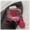 Bolsa Feminina Nova, Bolsa de Ombro Transparente Simples, Bolsa Transversal da Moda, Textura de Couro PU Macio de Coração, Bolsa Quadrada Pequena Casual de Praia