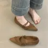 Bico Fino Tira Fina Boca Rasa Fashion Versátil Aumenta Altura Estilo Festa Sapatos Baixos 2025 Nova Coleção Primavera Outono Estilo Coreano Sapatos Femininos