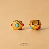 Cuentas Espaciadoras de Piedra Roja y Verde Incrustadas en Oro Antiguo Cuentas de Agujero Grande Materiales para Pulseras DIY Hechas a Mano Accesorios Rojos y Verdes