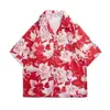 Camisa floral vintage estilo Hong Kong de manga corta con diseño estilo hawaiano tailandés Sense Duffian, elegante camisa holgada para hombres y mujeres