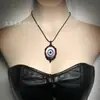 Comercio exterior transfronterizo Amazon gótico Halloween ojos azules colgante de vidrio negro collar venta directa de fábrica