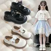 Zapatos Mary Jane de Cuero para Niñas, Zapatos de Princesa de Suela Blanda para Primavera y Otoño, Zapatos Blancos y Negros con Lazo para Actuaciones Escolares Infantiles