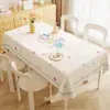 Mantel estilo crema, sin lavado, impermeable, a prueba de aceite, nuevo modelo 2025, lujo ligero, sensación de alta gama, mantel rectangular de dibujos animados para mesa de café