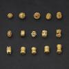 Cuentas huecas de circonita con incrustaciones de oro que conservan el color, cuentas de barril de aleación chapadas en oro, cuentas de barril hexagonales, cuentas sueltas
