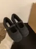 Zapatos planos Mary Jane peludos para mujer para usar con faldas, zapatos de algodón afelpado otoño e invierno 2025, zapatos de vestir de un solo color