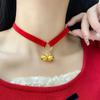 Collar Choker de Campana Navideña Lazo de Terciopelo Rojo Choker de Felpa Correa para el Cuello Cadena para la Clavícula Accesorios