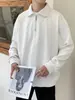 Suéter Estilo Coreano Outono e Inverno 2024 Moda Masculina Gola Lapela Solta Suéter Estilo Preguiçoso Suéter Gola Polo