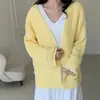 Chaqueta de punto hueca de manga larga estilo perezoso para mujer en otoño, suéter exterior holgado suave y ceroso