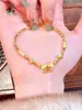 Nuevo Popular Estilo Princesa Xiaohongshu Pulsera de Lazo para Mujer Lujo Ligero Cuentas de Oro Pequeñas Oro Roto Cepillado Joyería de Mano