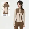 Conjunto de Três Peças para Yoga Feminino Primavera e Outono Color Block Manga Longa Slim Fit Valoriza a Silhueta Esportivo Fitness Corrida Cintura Alta Conjunto Fitness