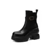 Botas de plataforma de tacón súper alto de 10 cm, nueva colección otoño/invierno 2026, punta redonda, tacón grueso, con hebilla de cinturón, botines elegantes