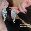 Pendientes de Borla con Forma de Hoja y Pluma de Piedras Preciosas Austriacas, Pendientes de Zirconia de Lujo Ligero de Gama Alta, Pendientes de Estilo Palaciego para Mujer
