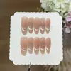 Tao XilvCadena de Cristal Desnuda Versátil Simple Gradiente Naranja-Rosa Ojo de Gato Sonriente Cadena Francesa Uñas Portátiles Hechas a Mano