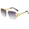 Gafas de Sol Sin Marco de Alta Definición de Moda, Gama Alta Europeas y Americanas, Gafas de Sol Personalizadas para Hombres y Mujeres, Visores Solares para Conducir y Viajar