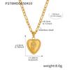 Colar Pingente Personalizado Cubo de Açúcar Retrô Europeu e Americano Girassol Coração de Pêssego Aço Titânio Banhado a Ouro 18K Versátil Colar Clavícula