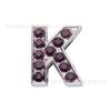 Letras de diamante de 8 mm, aleación de zinc alfanumérica, para manualidades, estilo inglés, con letras de diamante púrpura, accesorios de joyería