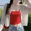 Cardigan de Tricô Refrescante e Fresco com Manga Longa e Proteção Solar para Mulheres, Tendência de Verão Novo Cor Sólida Estilo Curto Peça de Roupa para Ar Condicionado Top