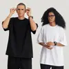 Camiseta de manga corta de algodón puro de alta calidad, estilo moderno, hilo doble pesado, talla asiática transfronteriza, hombros caídos, 100% algodón, lisa, venta al por mayor