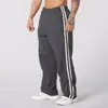 Pantalones deportivos de doble raya para hombre transfronterizos, de pierna recta, para fitness, running, baloncesto, entrenamiento, pantalones deportivos casuales
