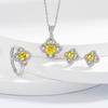 Comércio eletrônico transfronteiriço treme mãos rápidas transmissão ao vivo novo conjunto de trevo de quatro folhas de diamante amarelo Hao incrustado diamante senhoras anel colar brincos