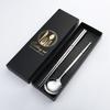 Cubiertos de Acero Inoxidable Transfronterizo Juego de Cuchillo, Tenedor, Cuchara y Palillos de Cuatro Piezas Caja de Regalo a Color Caja de Regalo Portuguesa Brillante