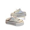 Jinbukang Zapatos Blancos Transpirables Zapatos de Verano de Medio Arrastre para Mujer Nuevos Zapatos de Malla de Malla Fina Suela Gruesa Deportivos Casuales de Tabla