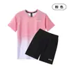Traje Deportivo Degradado para Mujer Verano Fitness Camiseta de Manga Corta Ropa de Secado Rápido para Hombre Running Suelto Casual Deportivo