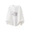 Camiseta branca de algodão puro, peso pesado, estilo americano para homens, manga longa, marca da moda para primavera e outono, pulôver solto, moletom masculino com gola redonda