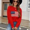 Outono/Inverno 2026 Amazon Novo Temu Promoção Quente Gola Redonda Estampa de Bandeira Moda Europeia e Americana Páscoa Dia da Independência Suéter para Mulheres