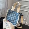 Bolso de lona estilo coreano para mujer, sencillo, de moda, tipo cubo, de un solo hombro, combinable con todo, tipo bandolera mini.