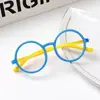 Gafas de Silicona Suave para Niños de 1 a 7 Años para Hombres y Mujeres Guardería Bebé Montura Redonda Lente para Tomar Fotos Espejo Decorativo sin Lente