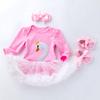 Vestido Harbin de tres piezas con estampado de dibujos animados de manga larga para niña de 0 a 2 años, ropa infantil transfronteriza de una generación