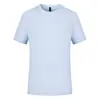 Camiseta de algodón mercerizado de 80 hilos, doble cara, tacto frío, manga corta, cuello redondo, unisex, se puede imprimir o bordar, básica y versátil