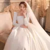 Vestido de Novia Principal Elegante y Pesado de Satén Estilo Nuevo 2026 con Cola Francesa, Vestido de Noche Francés para Mujer