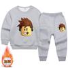 Traje de niño, otoño e invierno, para niños, deportes masculinos, ocio, suéter grueso con forro polar, ropa de invierno de dos piezas, moda infantil
