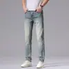 Roupas Masculinas Xintang 2026 Primavera/Verão Novos Jeans Slim Fit Estilo Europeu de Perna Reta, Calças Longas de Sarja Elástica Finas