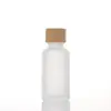 Botella de Vidrio Blanca Mate para Aceite Esencial con Anillo de Grano de Madera Botella Gotero Botella de Muestra Cosmética 5ml 10ml Botella de Esencia