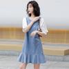 Vestido de Mezclilla Holgado Nuevo de Verano Leche de Papaya Nuevo Coreano Casual Mangas de Murciélago Pequeñas Vestido con Empalme