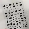 Adesivos de Unha Gato Preto Graffiti Ins Patinha de Gato Fofa Plana Padrão Pequeno Adesivos de Arte de Unha Joia Estilo Dh
