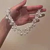 Collar Gargantilla de Perlas Cielo Estrellado Luna Blanca, Diseño Exquisito de Nicho, Accesorio de Collar de Temperamento Moderno y Elegante para Mujeres