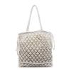 Bolsa Tecida de Corda de Algodão Oca, Nova Bolsa Tecida com Franjas, Bolsa de Ombro de Palha, Bolsa de Praia Estilo Férias, Bolsa de Mão Feminina