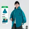 Chaqueta con capucha a prueba de viento e impermeable para niños, nuevo estilo primavera/otoño/invierno, adecuada para niños mayores, corte holgado estilo ropa de trabajo, moderna