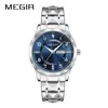 Megir Wholesale Transfronterizo Impermeable Gama Alta de Negocios Calendario Dual Luminoso Reloj para Hombre Reloj de Cuarzo 1093