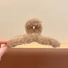 Presilha de cabelo de pelúcia de alta qualidade para outono e inverno para mulheres, versátil e fofa, presilha de tubarão para a parte de trás da cabeça, novo estilo coreano 2026, presilha de garra
